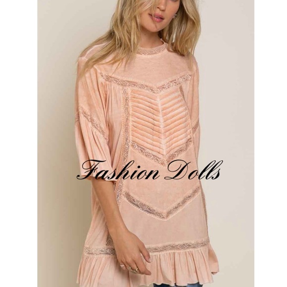 💼M 🦚Kate Sweet Peach Tea Dye Tunic Top New - Picture 3 of 11